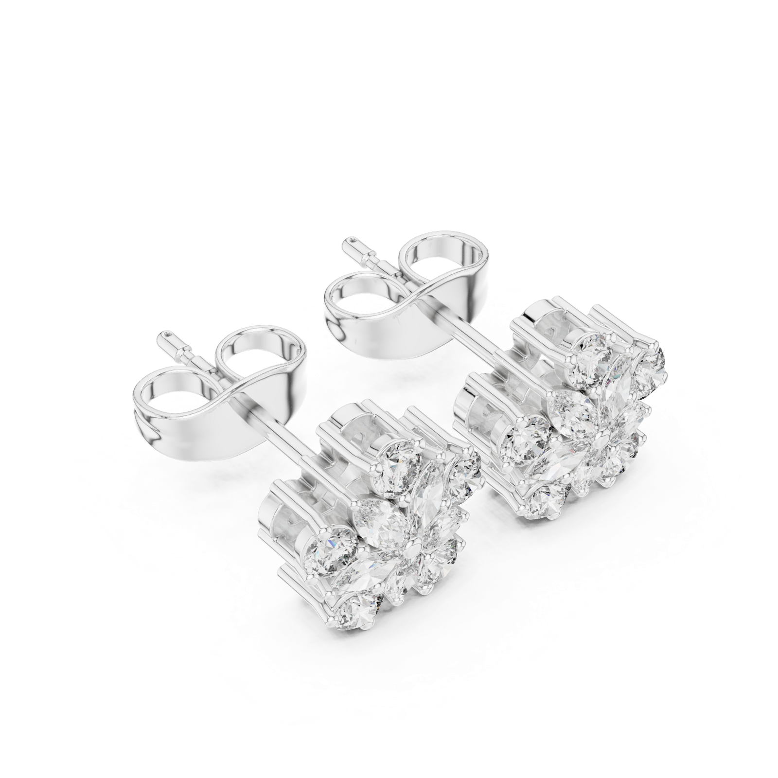 Gold Earrings AGDER-311, White Gold, view 2