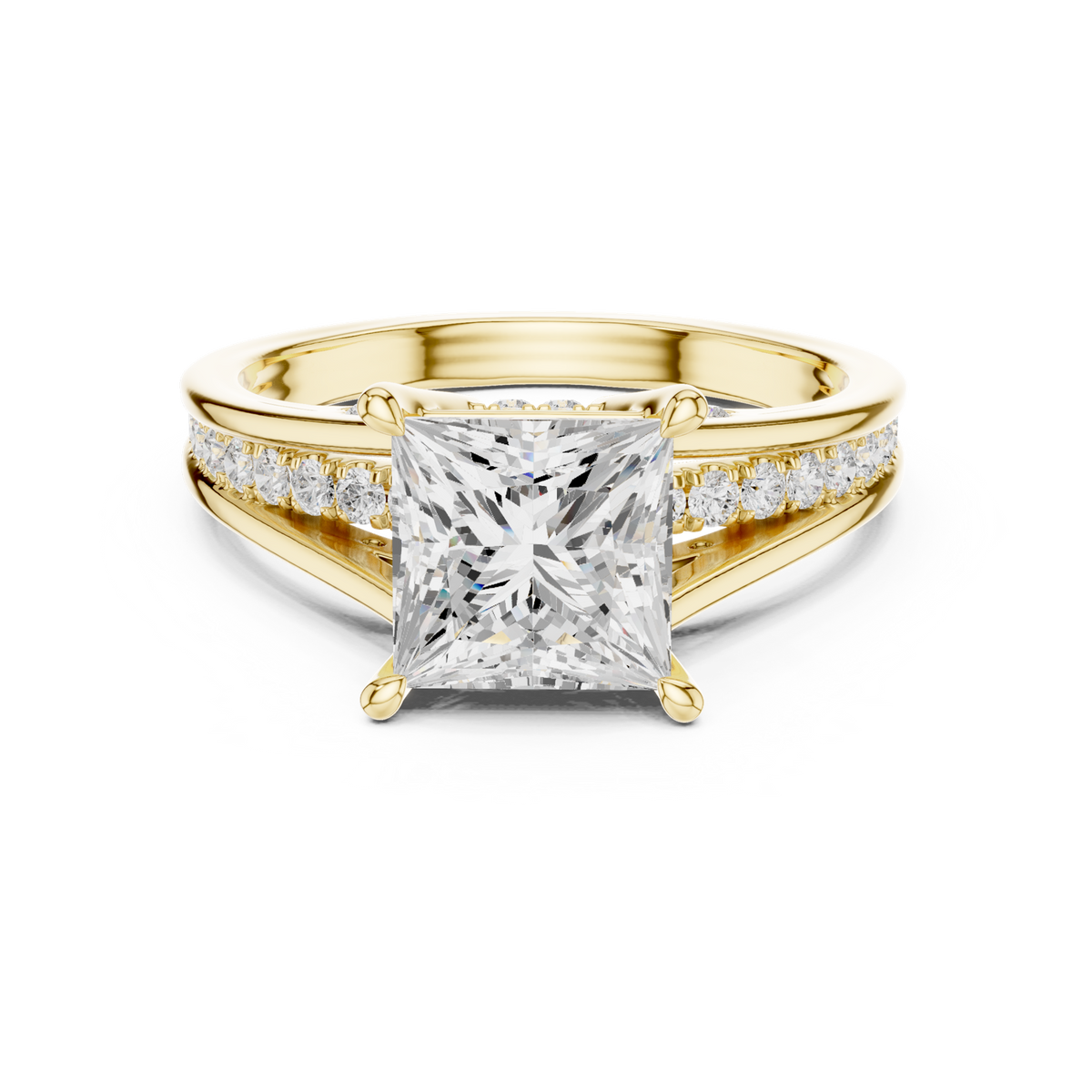 14K Solid Gold Lab Diamond Solitaire Ring, Yellow Gold