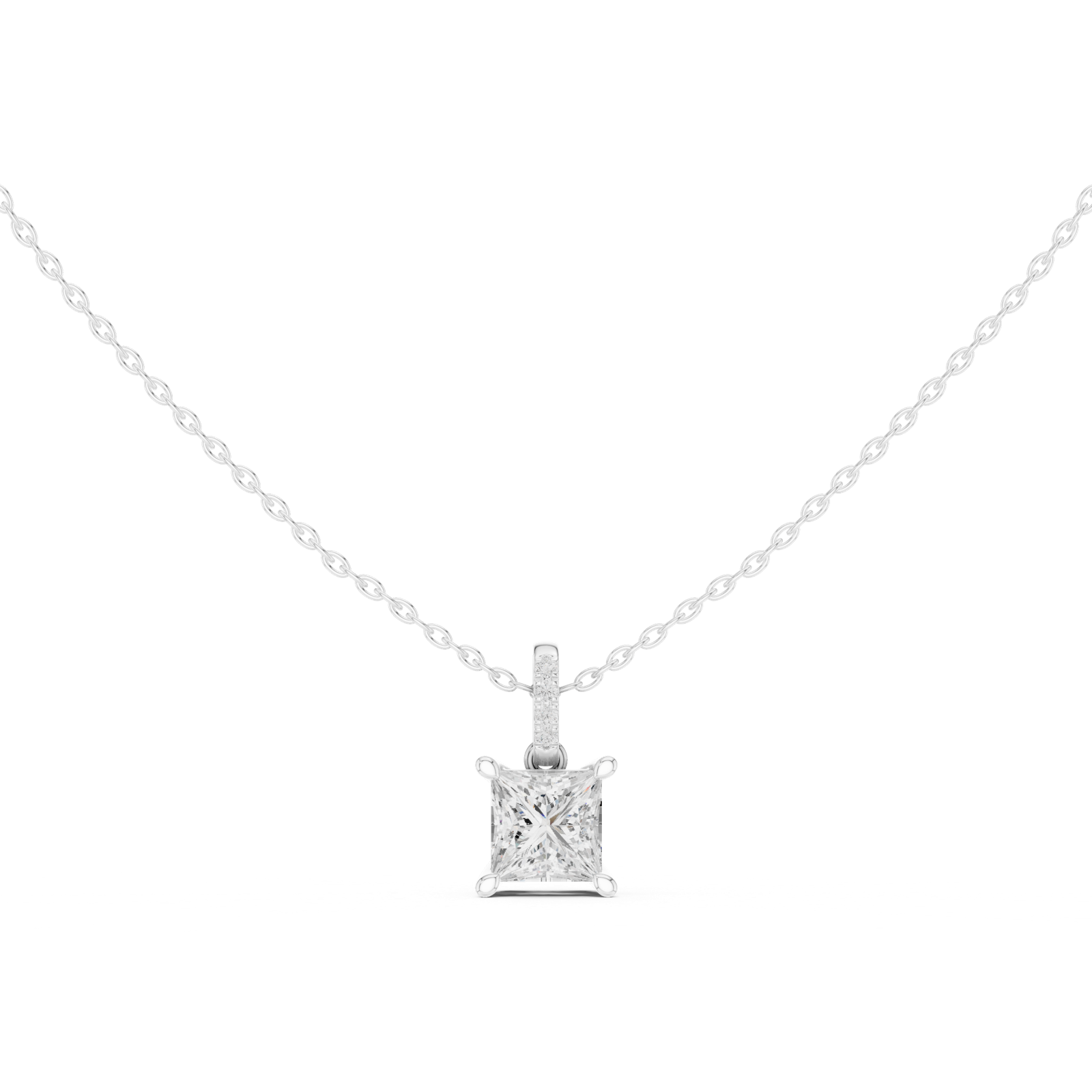 Gold Jewelry DDPO-009, Princess center stone, White Gold, view 4