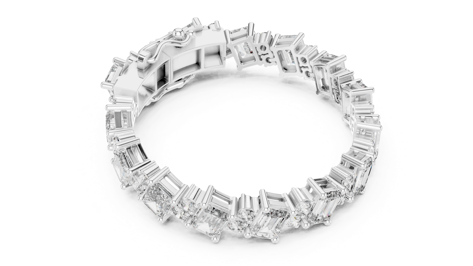 14K Solid Gold Lab Diamond Bracelet, White Gold, view 2