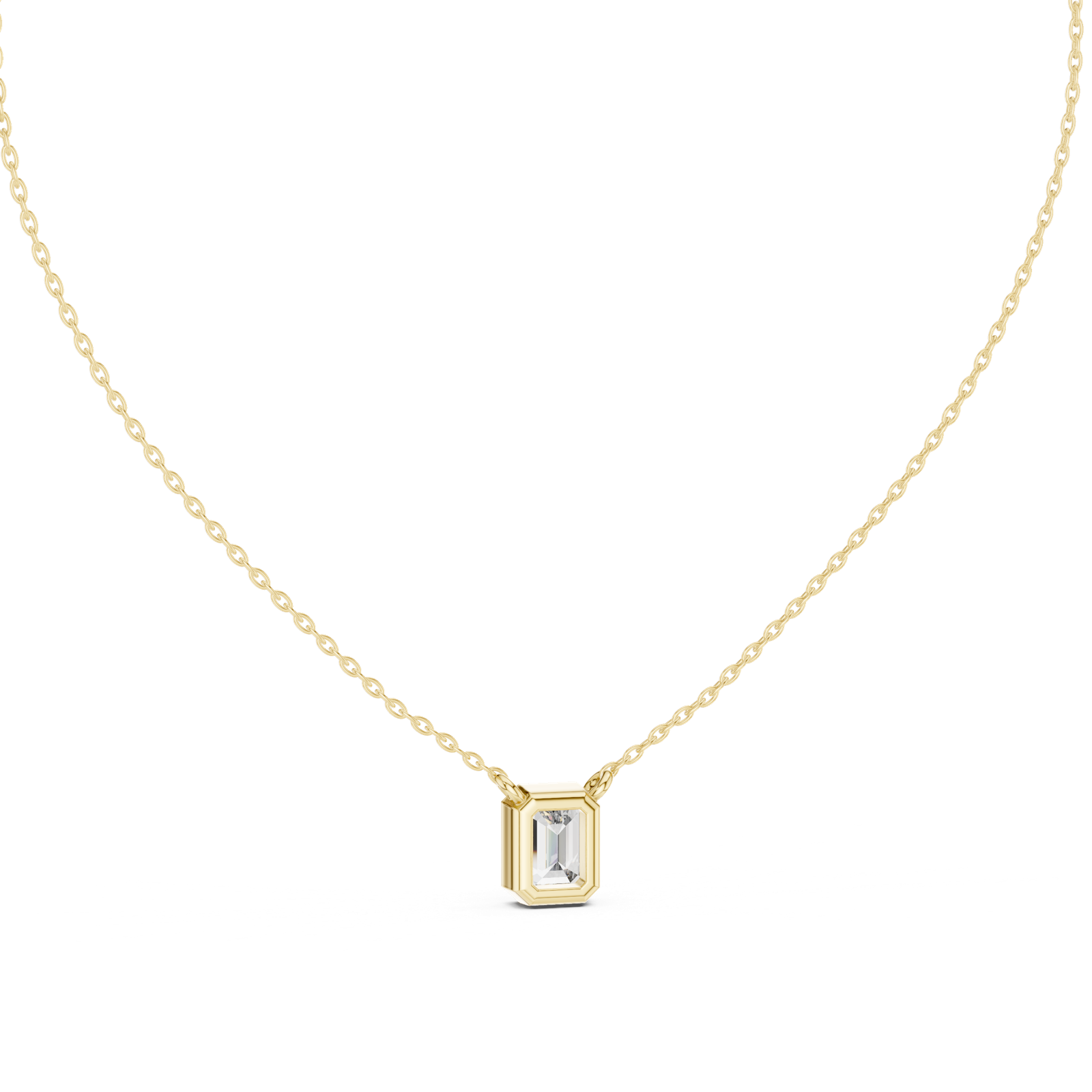 14K Solid Gold Lab Diamond Solitaire Pendant Necklace, Yellow Gold, view 4
