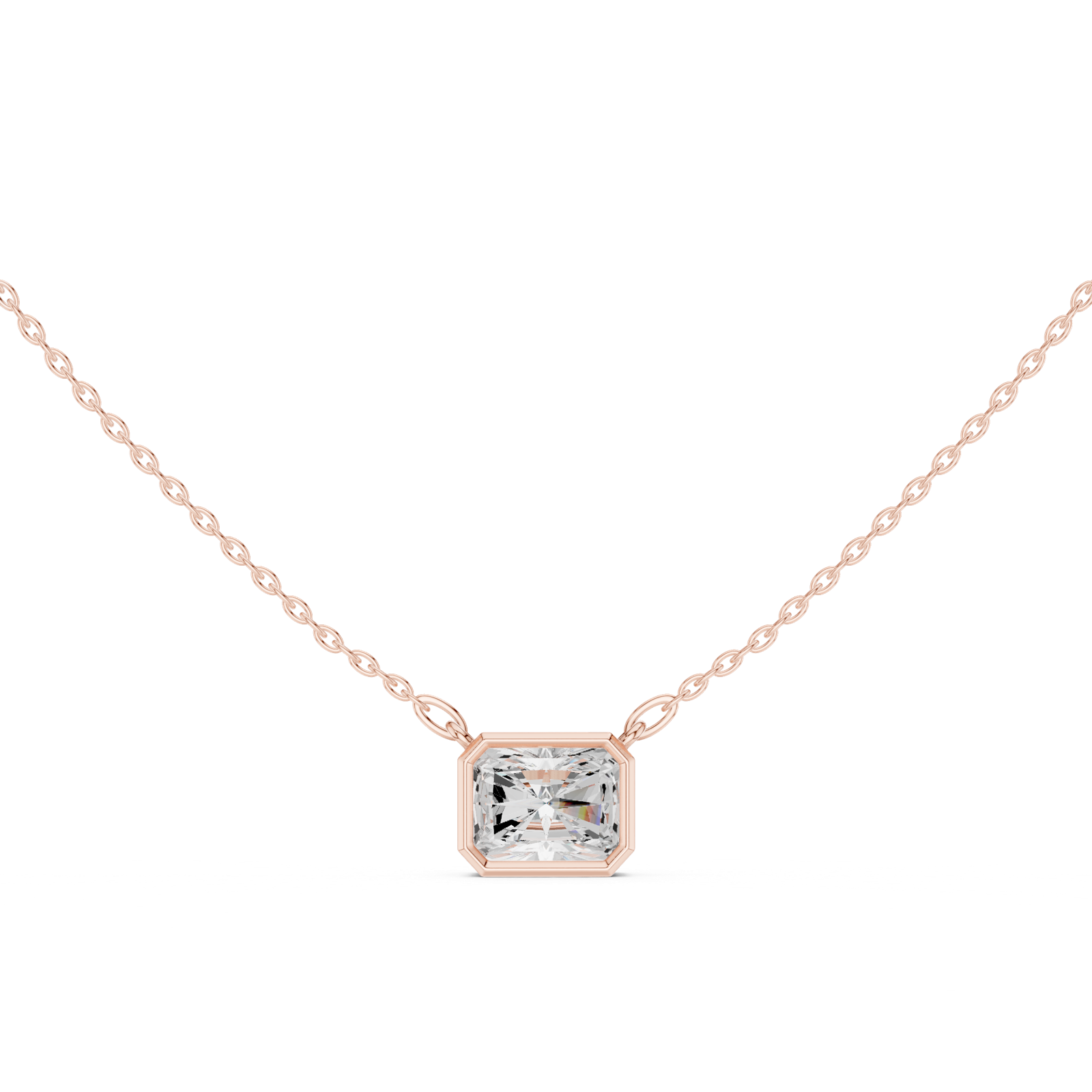 Gold Jewelry DDPO-007, Radiant center stone, Rose Gold, view 4