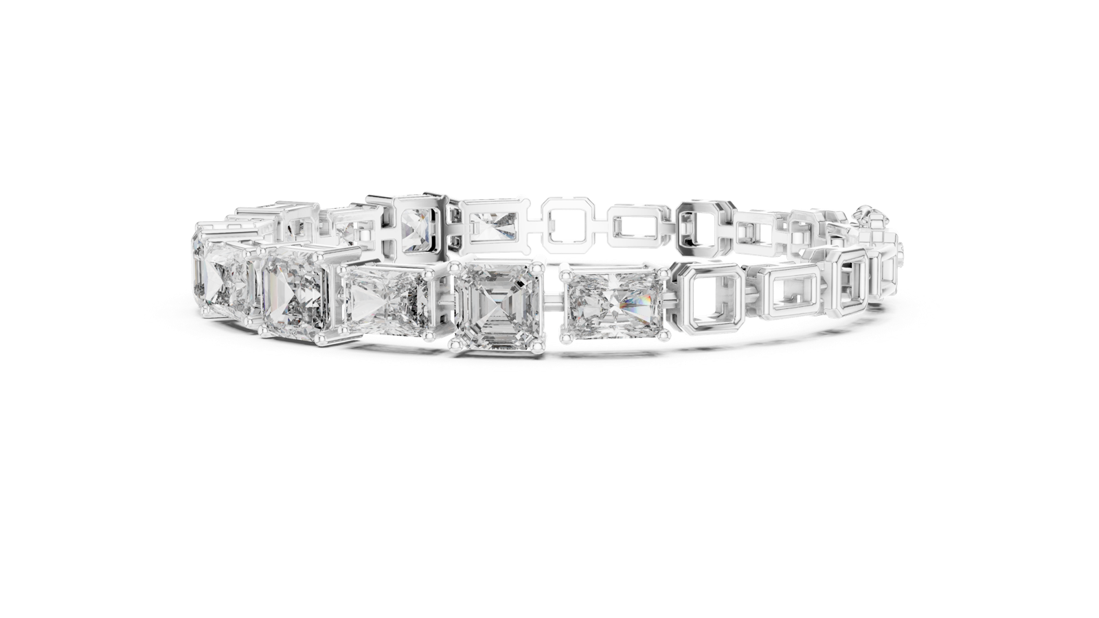 14K Solid Gold Lab Diamond Bracelet, White Gold, view 3