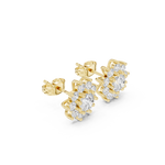 14K Solid Gold Lab Diamond Flower Cluster Earrings, Yellow Gold, view 1