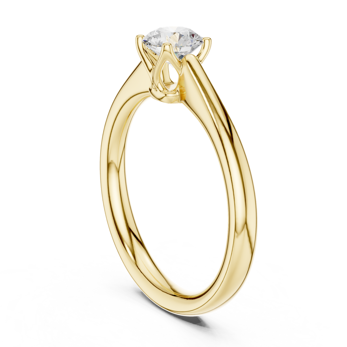 14K Solid Gold Lab Diamond Solitaire Ring, Yellow Gold, view 1