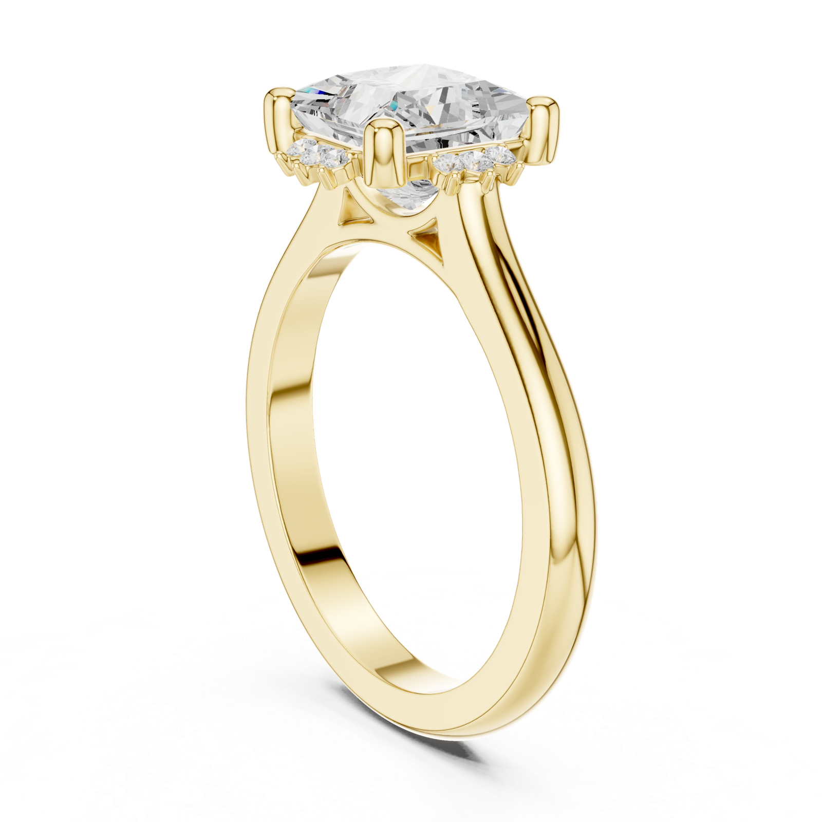 Gold Jewelry L35-123, Princess center stone, Yellow Gold, view 1