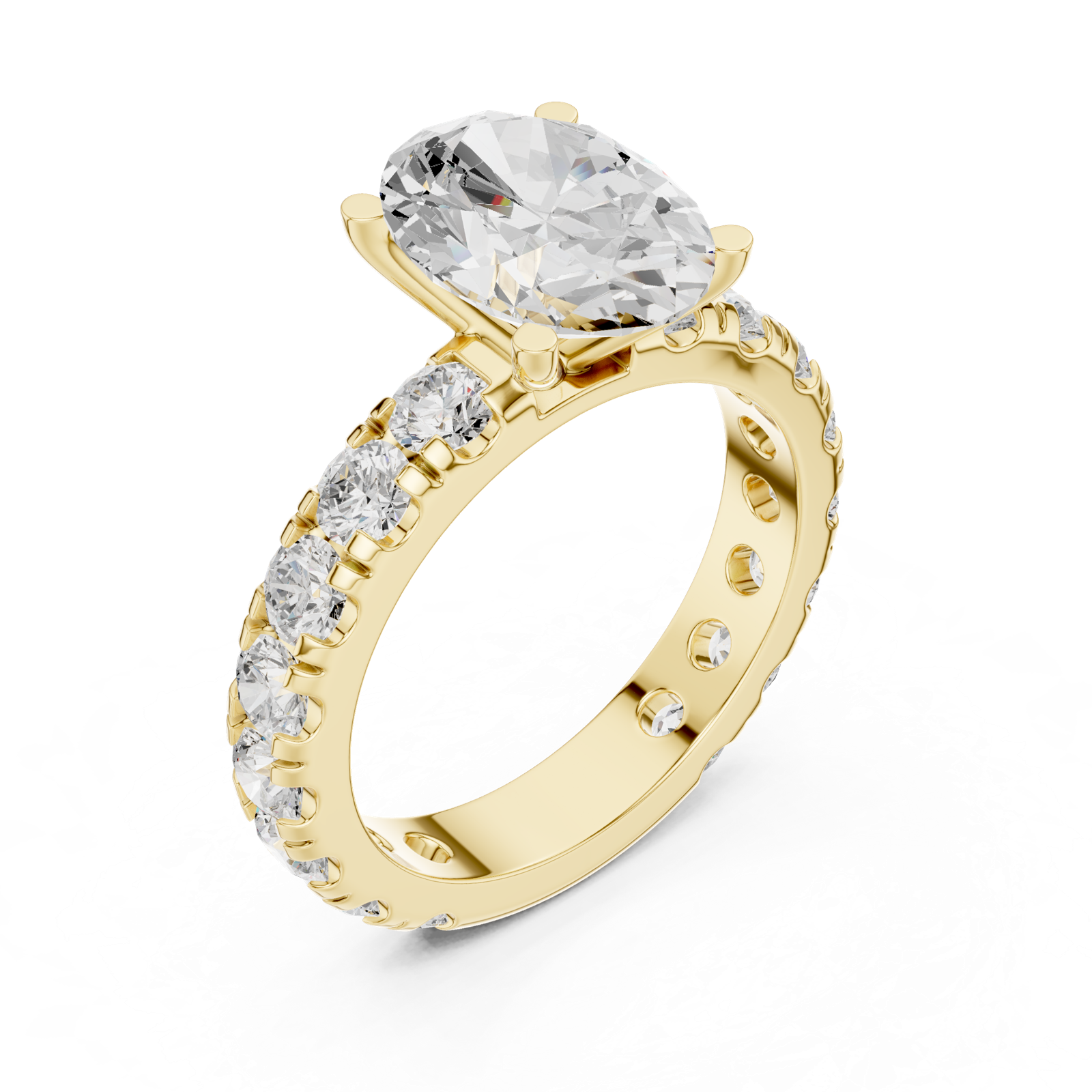 Gold Jewelry L35-63, Oval center stone, Yellow Gold, view 2