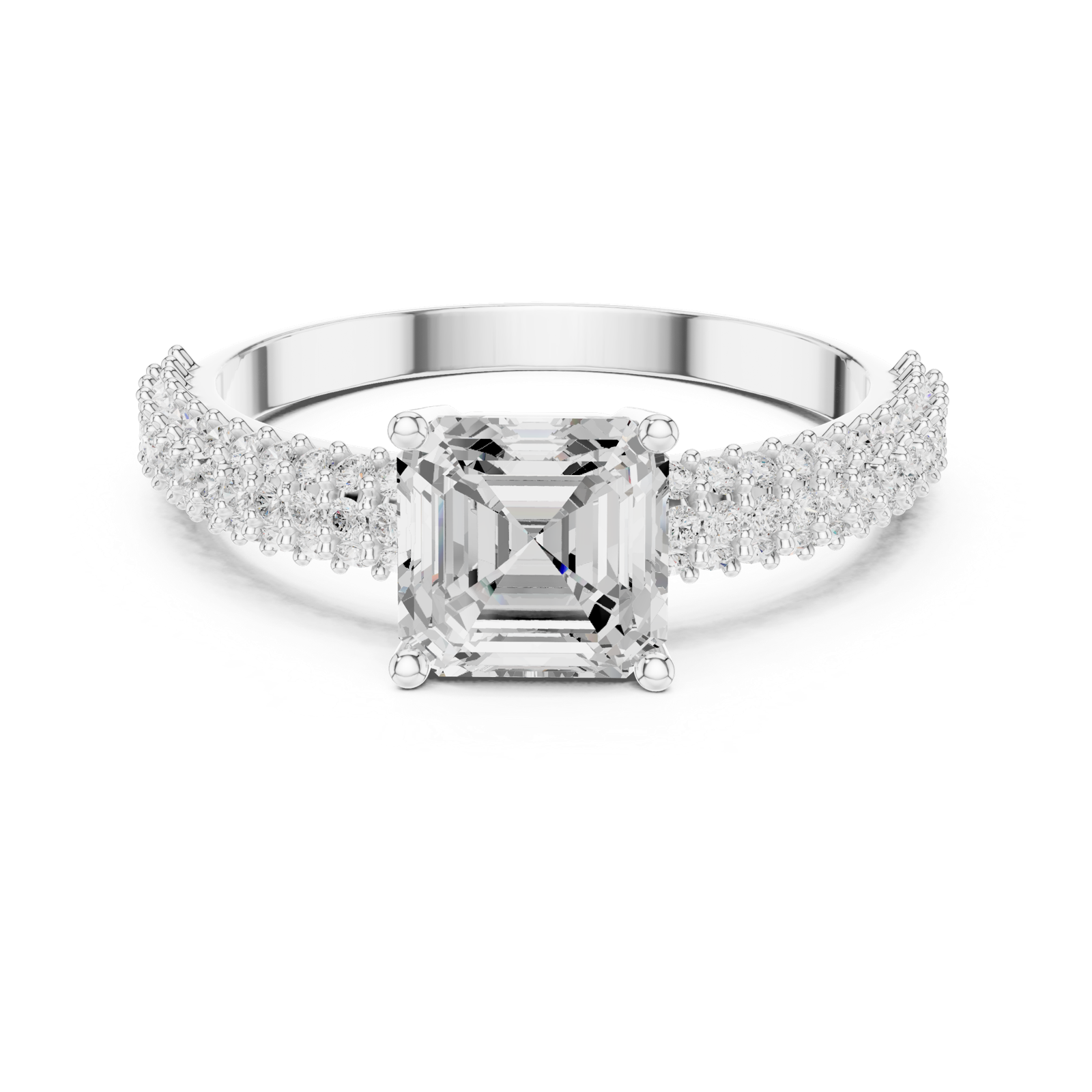 Gold Ring DDLR-1107, White Gold, view 4