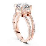 Gold Jewelry, Cushion center stone, Rose Gold, view 1