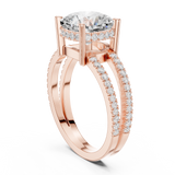 Gold Jewelry, Cushion center stone, Rose Gold, view 1