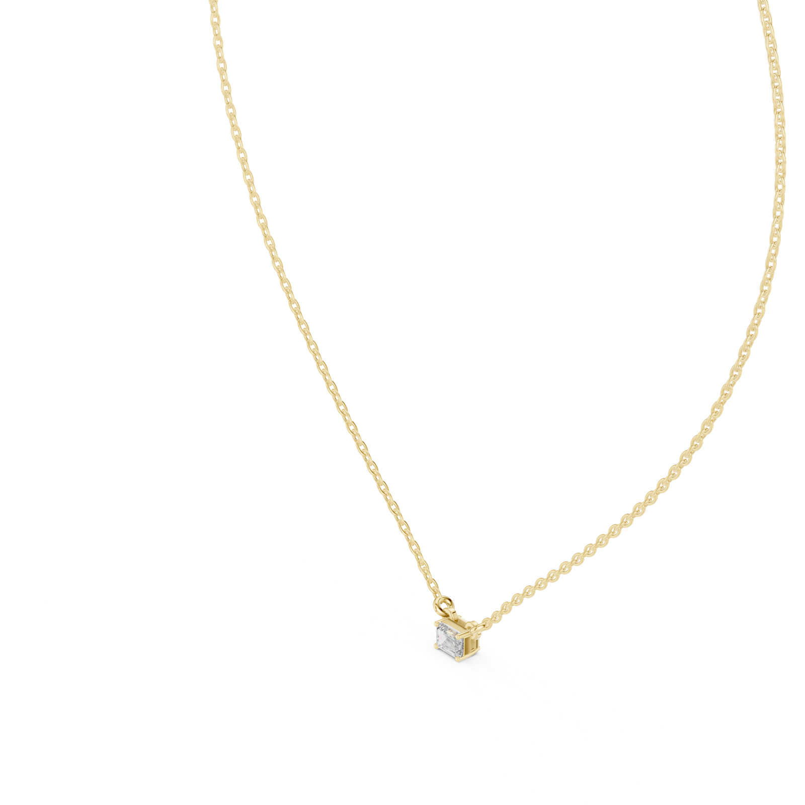 14K Solid Gold Lab Diamond Solitaire Pendant Necklace, Yellow Gold, view 2