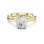 Gold Twisted Band Solitaire Engagement Ring, Oval center stone, Yellow Gold, view 4