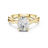 Gold Twisted Band Solitaire Engagement Ring, Oval center stone, Yellow Gold, view 4