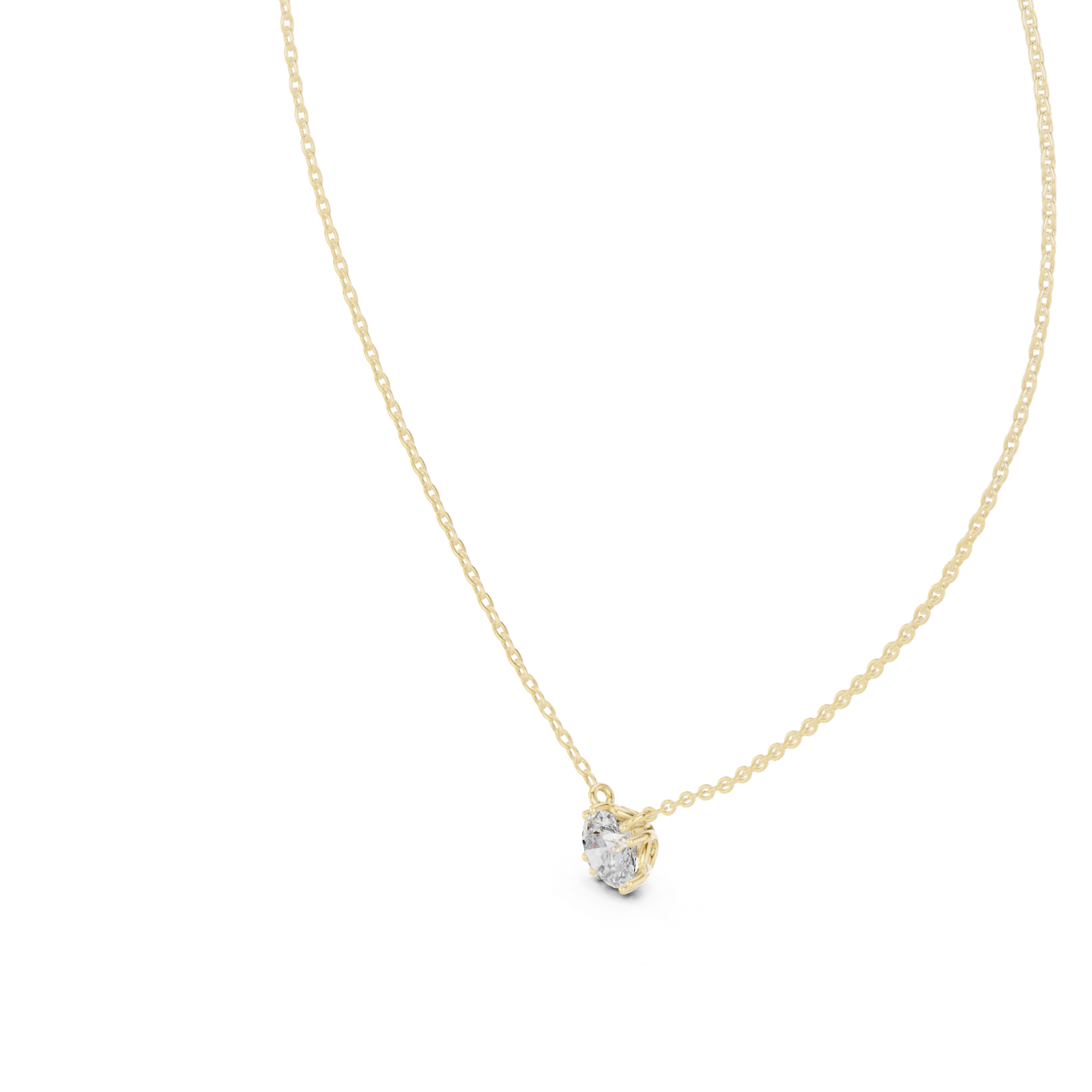14K Solid Gold Lab Diamond Solitaire Pendant Necklace, Yellow Gold, view 2