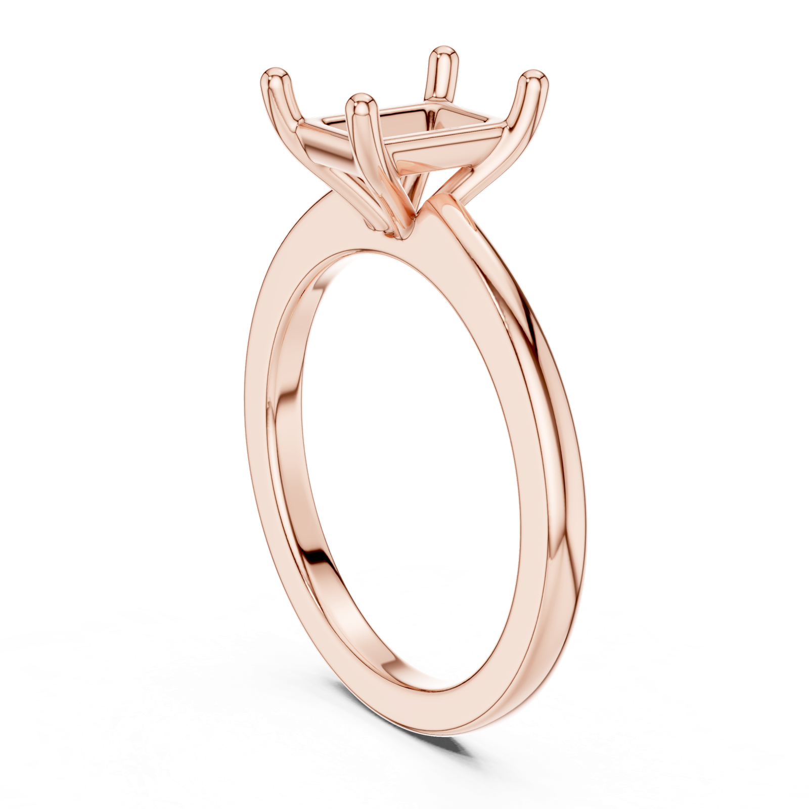 Gold Ring DDLR-032, Radiant center stone, Rose Gold, view 1