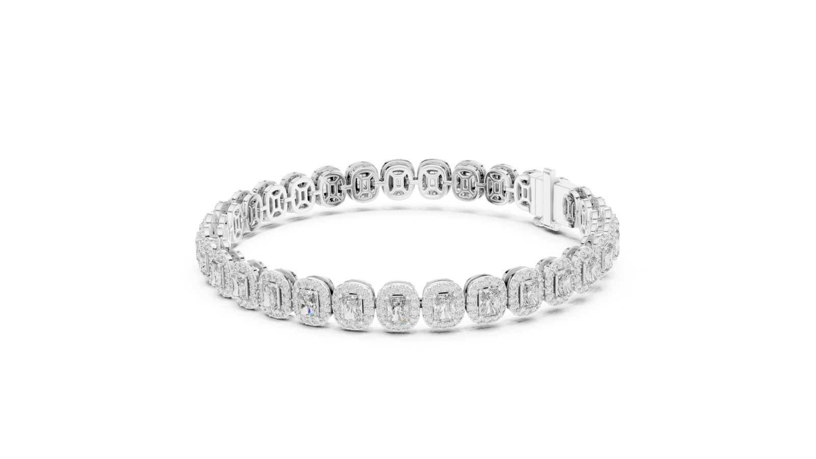14K Solid Gold Lab Diamond Bracelet, White Gold, view 1