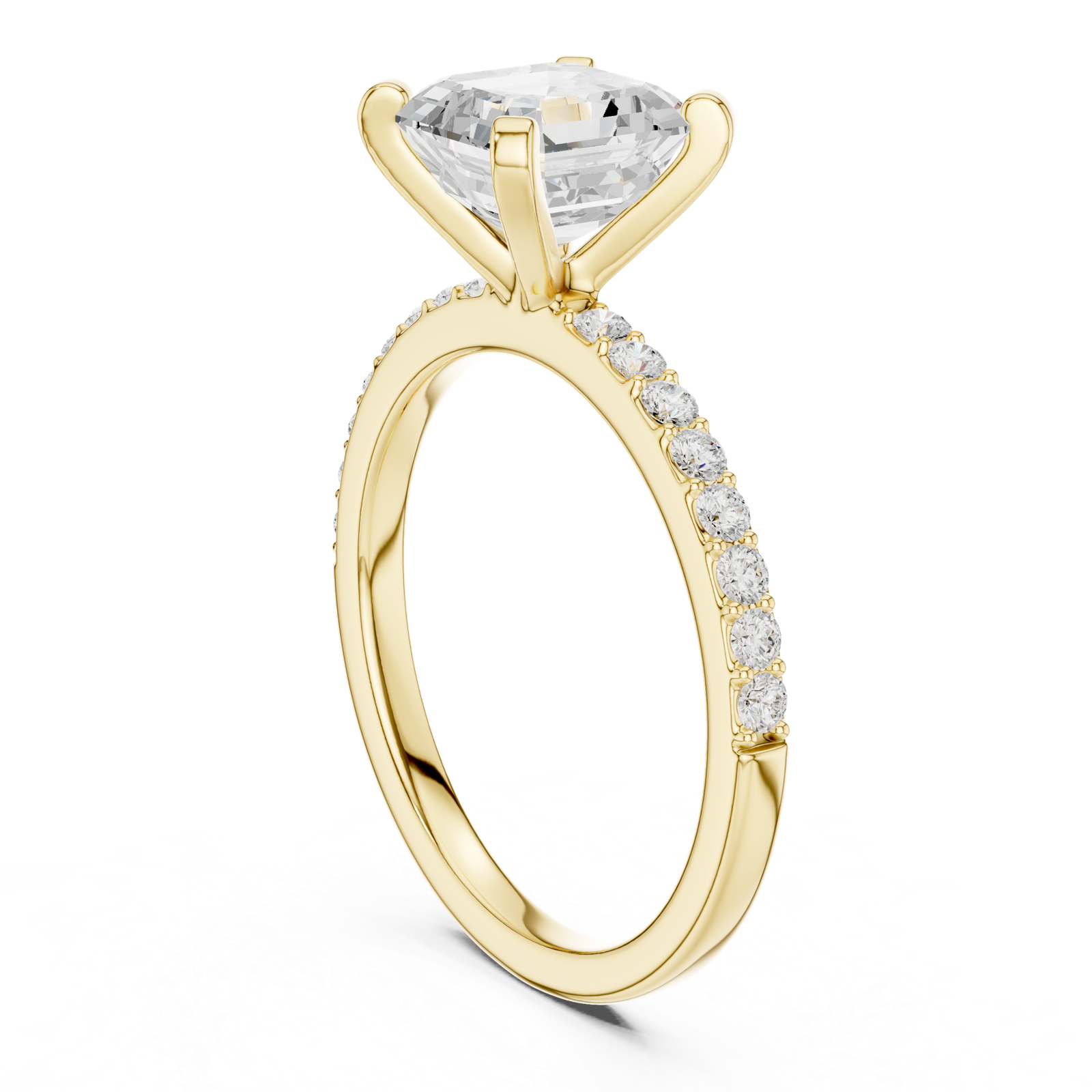 Gold Ring DDLR-040, Asscher center stone, Yellow Gold, view 1
