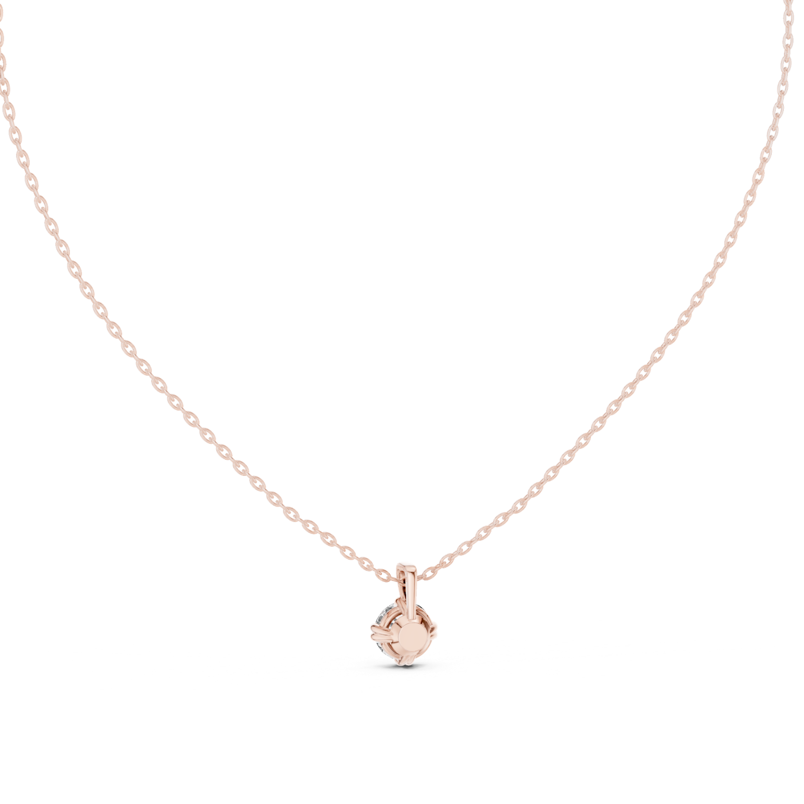 14K Solid Gold Lab Diamond Solitaire Pendant Necklace, Rose Gold, view 4