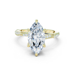 Gold Ring DDLR-167, Marquise center stone, Yellow Gold