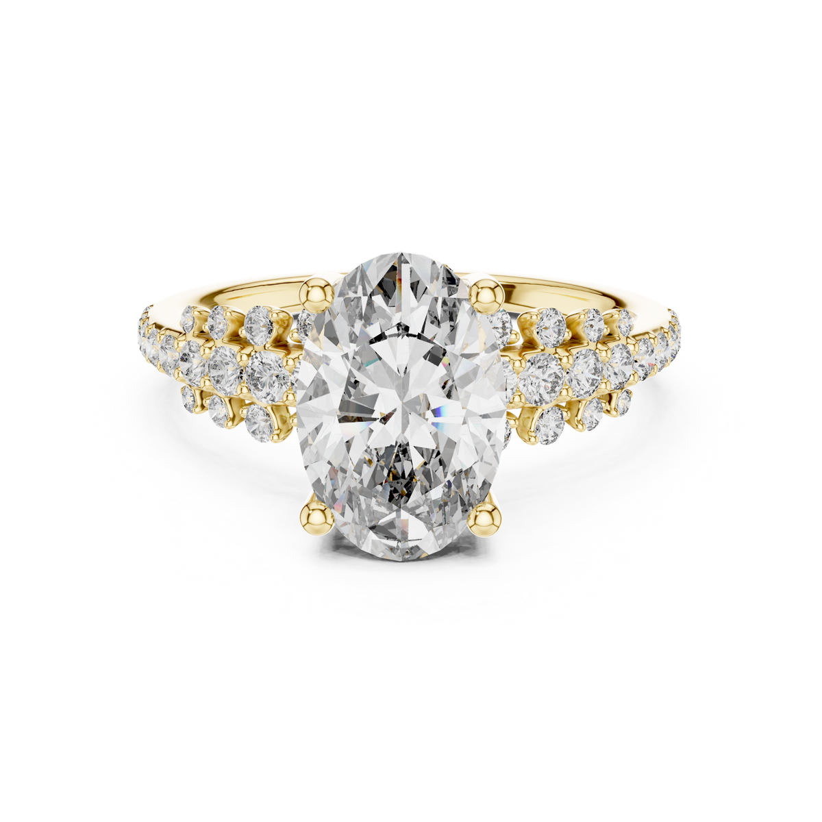14K Solid Gold Lab Diamond Solitaire Ring, Yellow Gold
