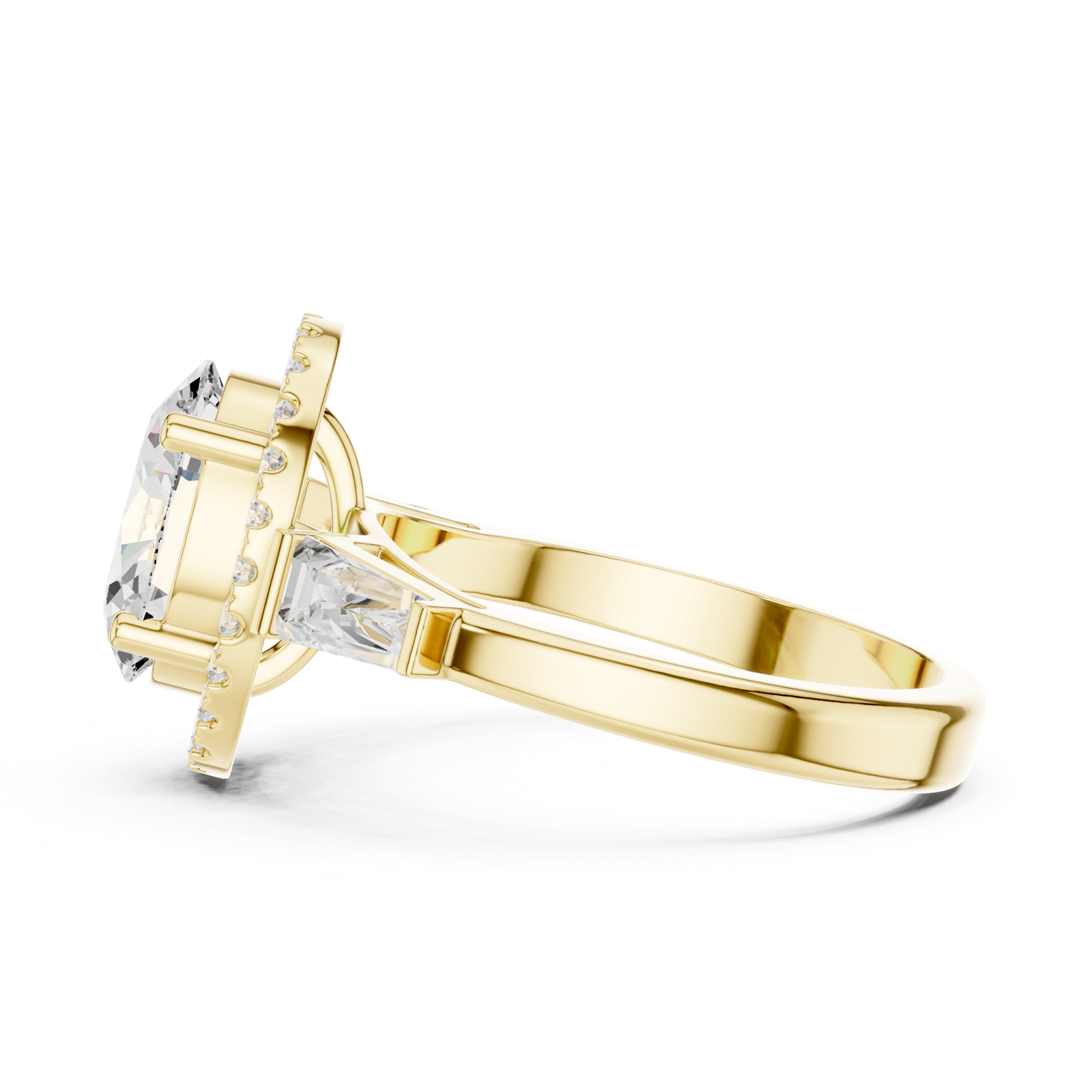 Gold Ring DDLR-342, Oval center stone, Yellow Gold, view 3