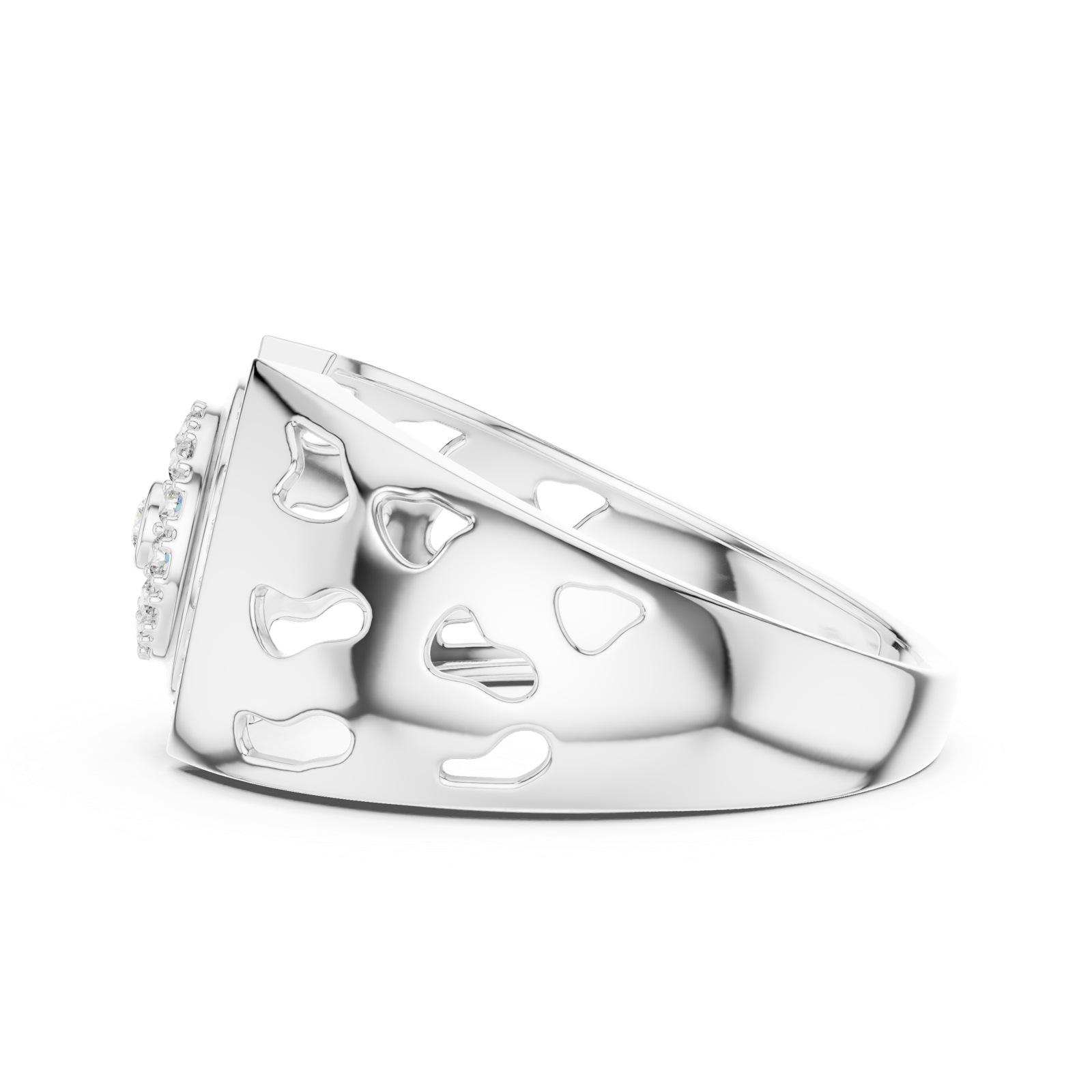 Gold Ring LR-01 (42), White Gold, view 3