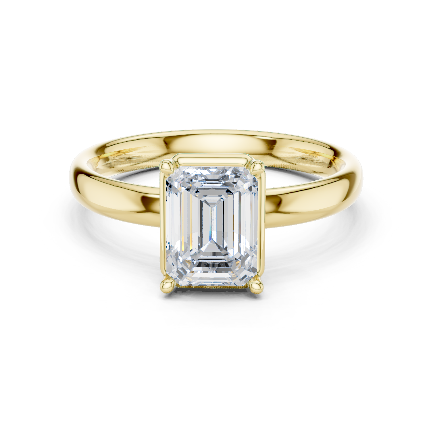 Gold Jewelry, Emerald center stone, Yellow Gold