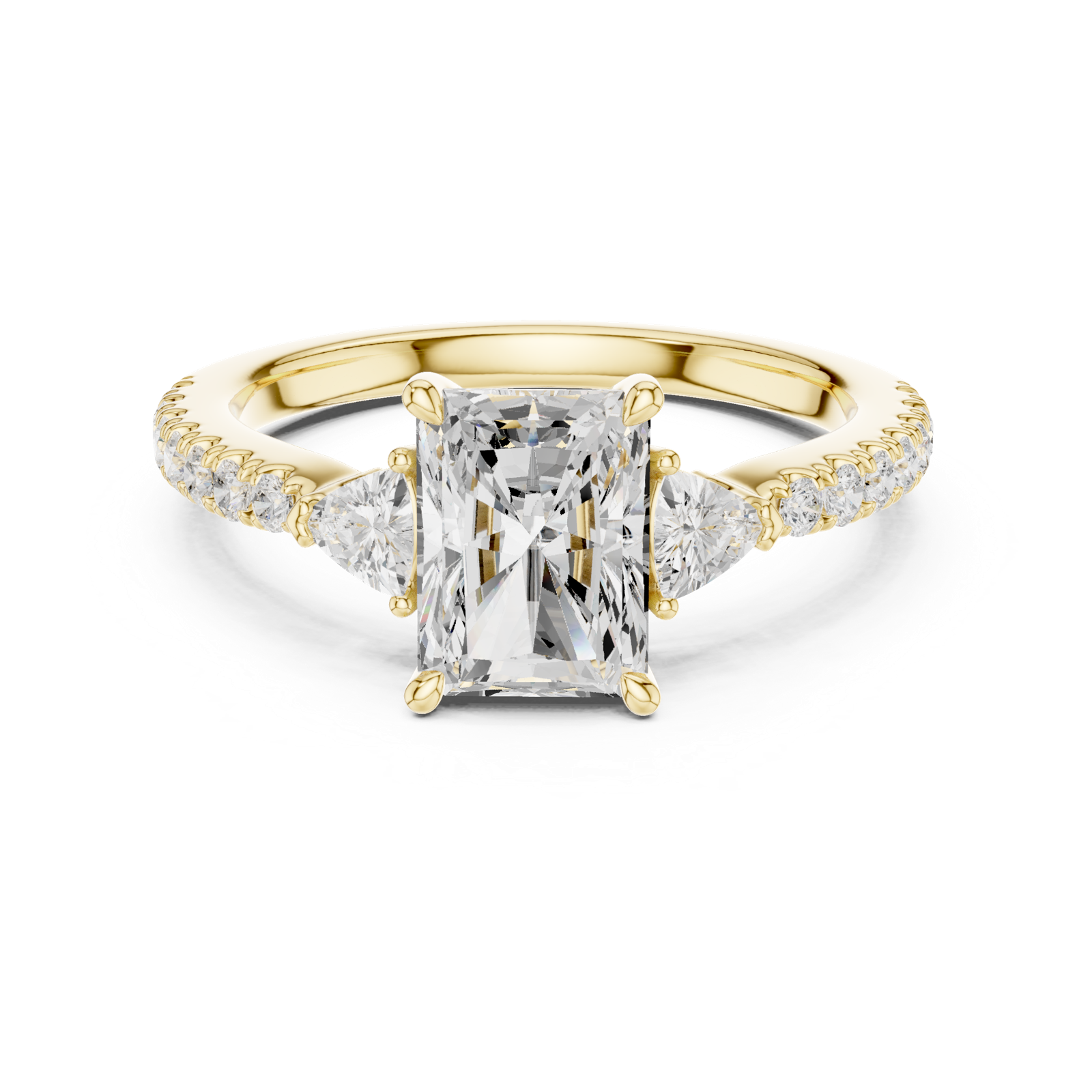 Gold Ring DDLR-037, Radiant center stone, Yellow Gold, view 4