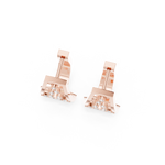 14K Solid Gold Lab Diamond Cluster Earrings, Rose Gold