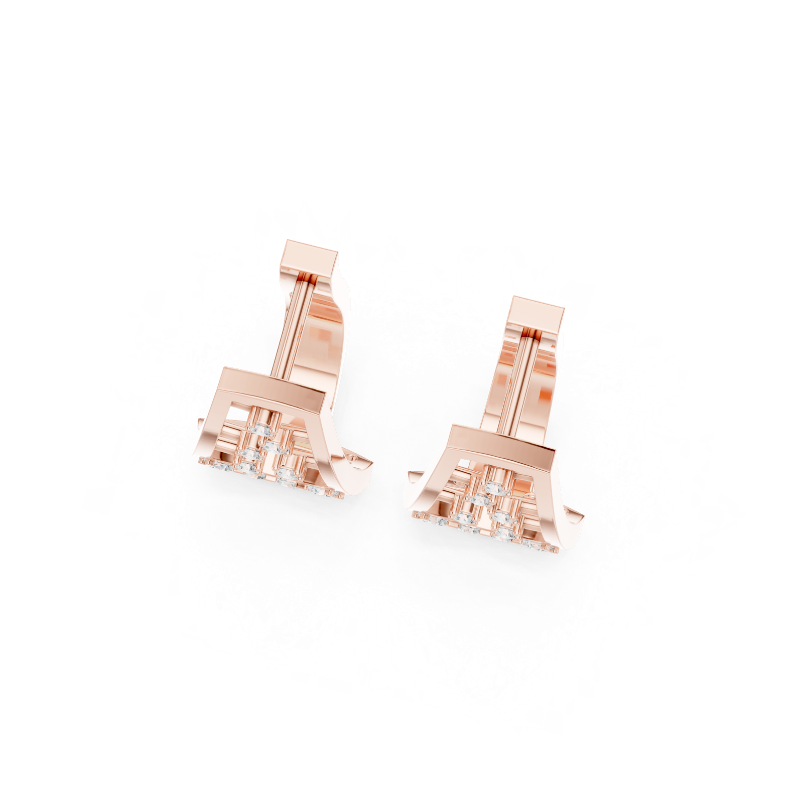 14K Solid Gold Lab Diamond Cluster Earrings, Rose Gold