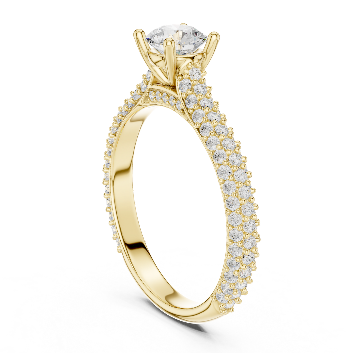 14K Solid Gold Lab Diamond Solitaire Ring, Yellow Gold, view 1
