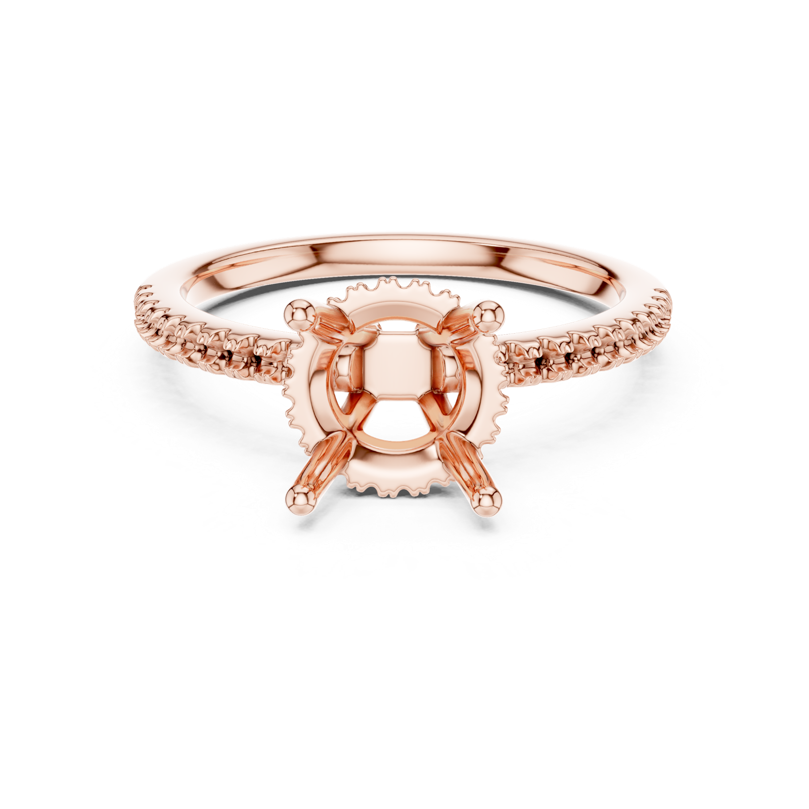 Gold Ring DDLR-177, Round center stone, Rose Gold, view 4
