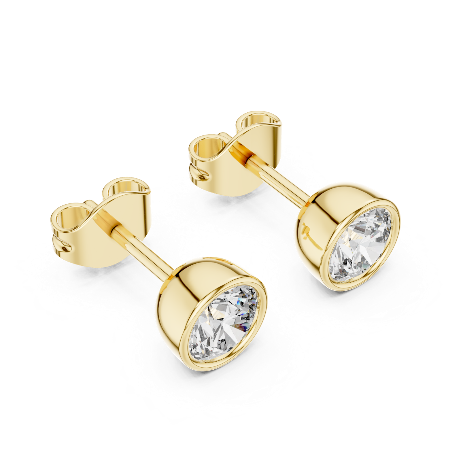 14K Solid Gold Lab Diamond Stud Earrings, Yellow Gold, view 2
