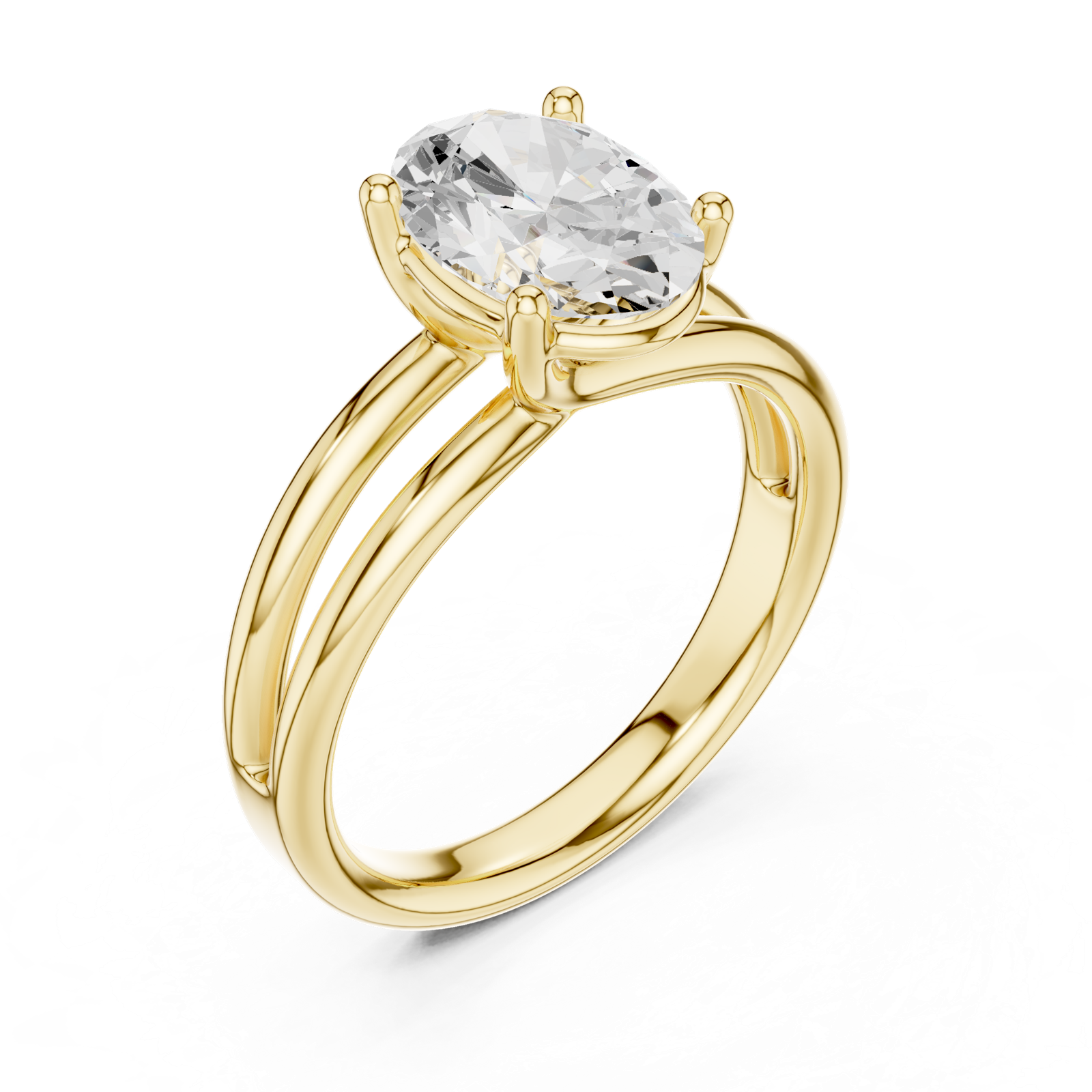 Gold Jewelry L36-9, Oval center stone, Yellow Gold, view 2