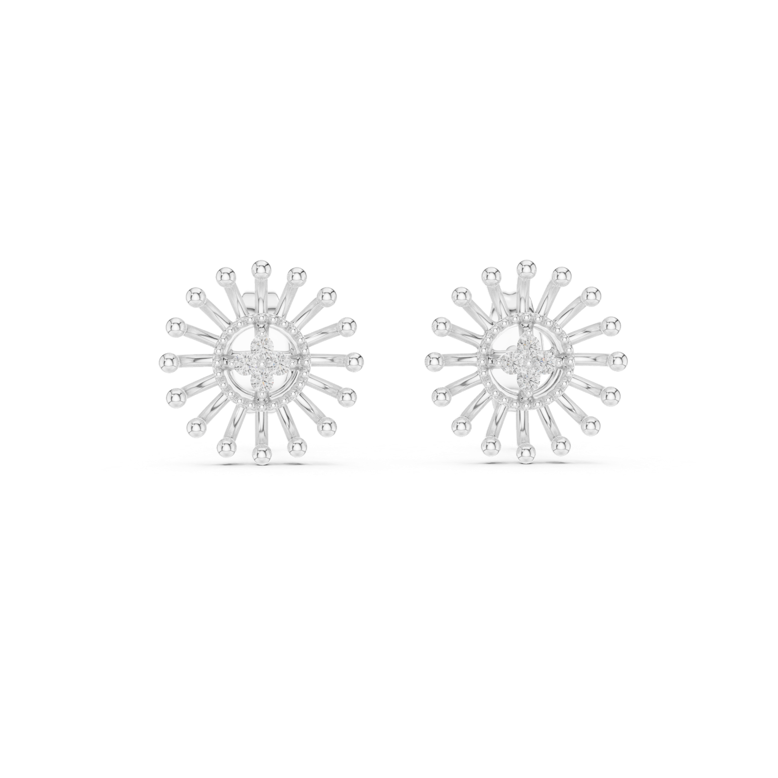 Gold Earrings 12-10007@E, White Gold