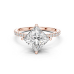 Gold Jewelry L36-16, Princess center stone, Rose Gold