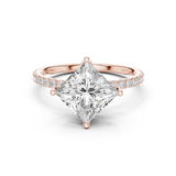 Gold Jewelry L36-16, Princess center stone, Rose Gold