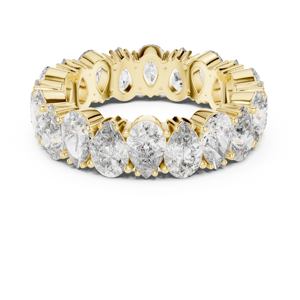14K Solid Gold Lab Diamond Eternity Ring, Yellow Gold