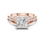 Gold Ring DDLR-253, Princess center stone, Rose Gold, view 4