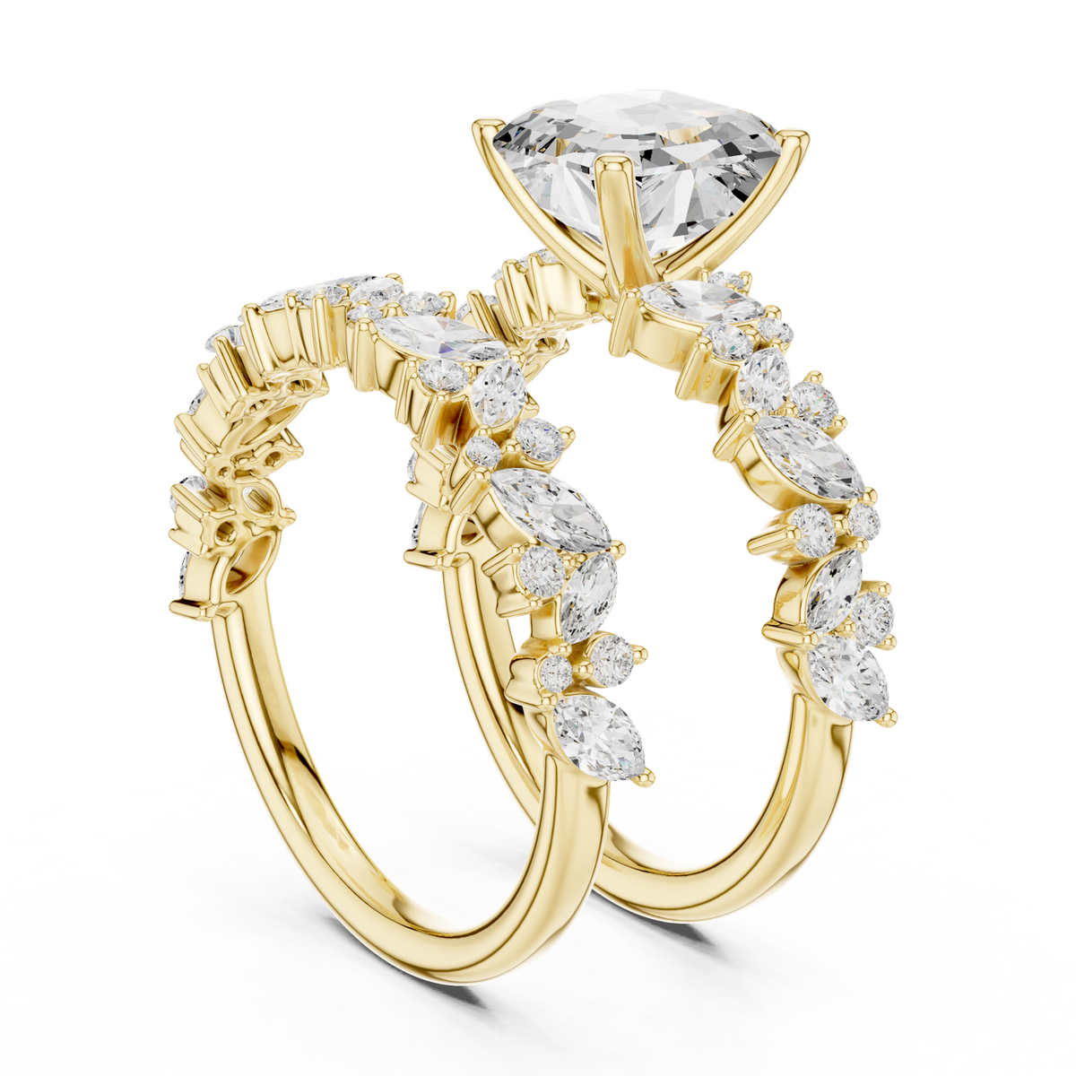 Gold Ring, Asscher center stone, Yellow Gold, view 1