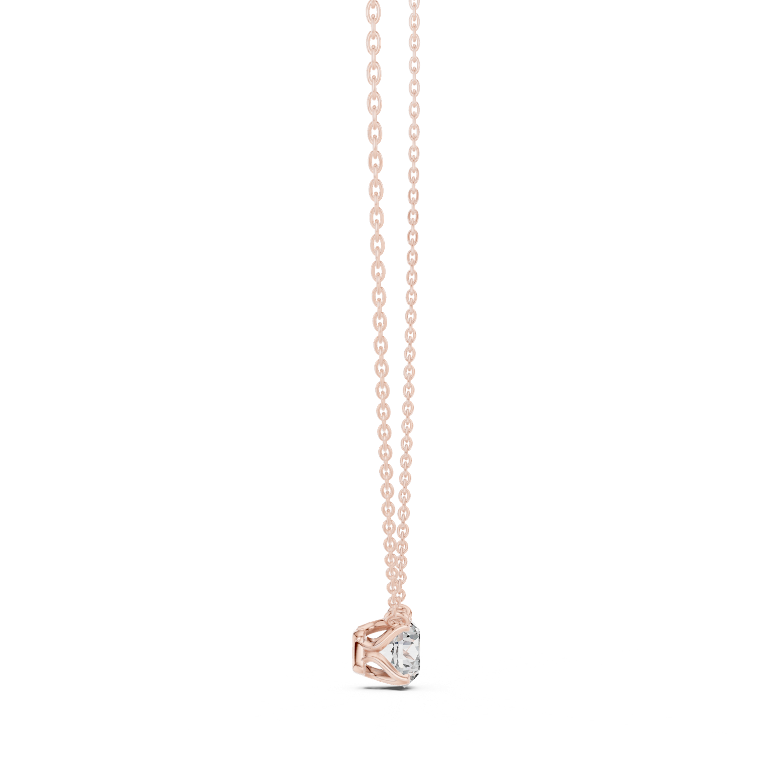 14K Solid Gold Lab Diamond Solitaire Pendant Necklace, Rose Gold, view 3