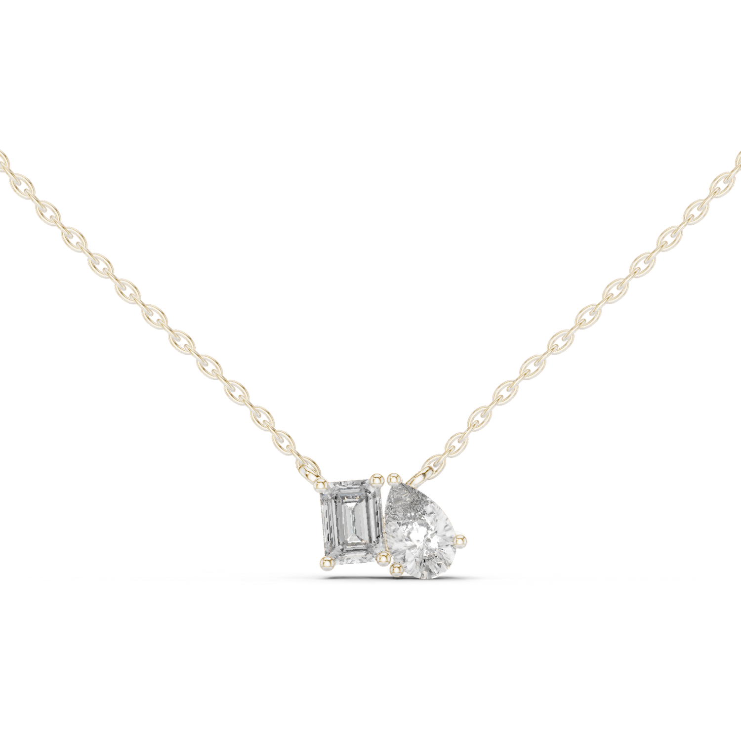 14K Solid Gold Lab Diamond Pendant Necklace, White Gold