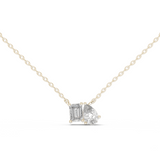 14K Solid Gold Lab Diamond Pendant Necklace, White Gold