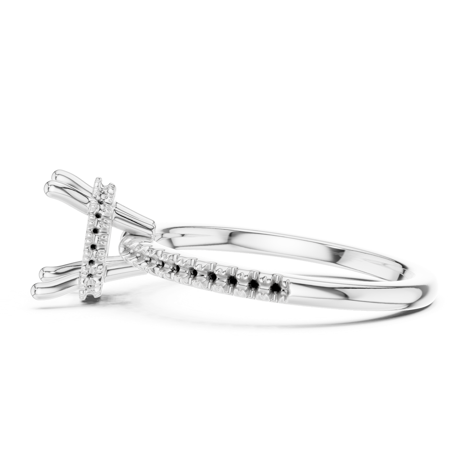 Gold Ring DDLR-177, Round center stone, White Gold, view 3