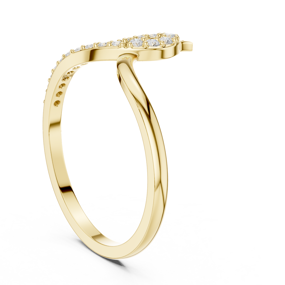 14K Solid Gold Lab Diamond Crossover Ring, Yellow Gold, view 1