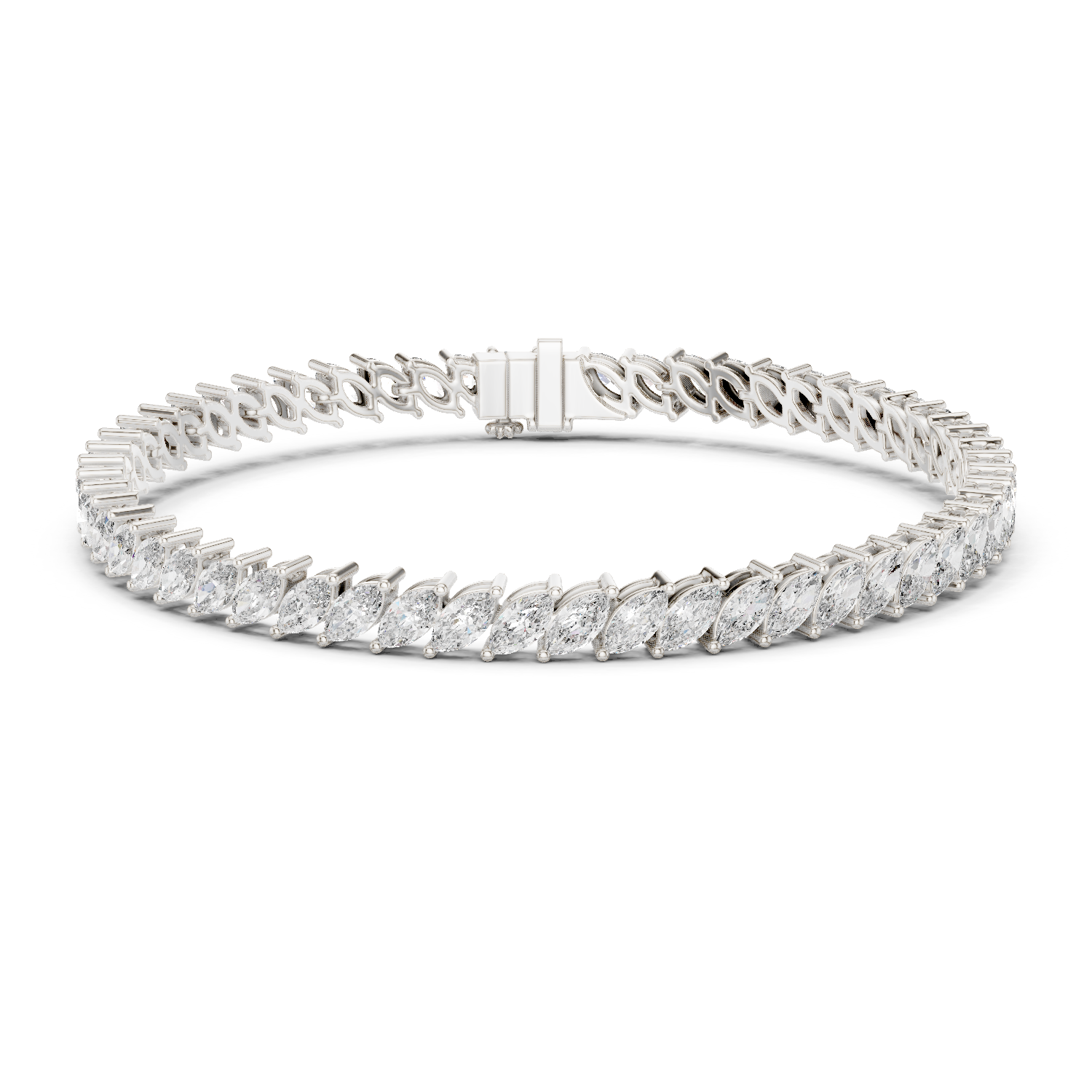 14K Solid Gold Lab Diamond Bracelet, White Gold
