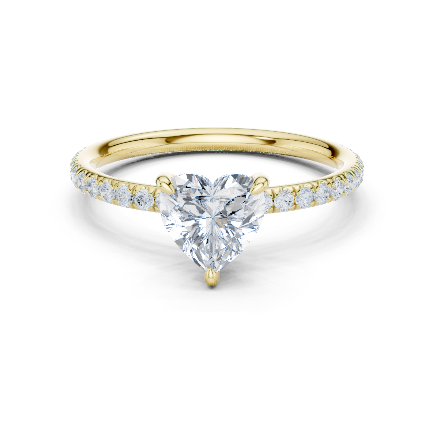 Gold Jewelry L36-15, Heart center stone, Yellow Gold