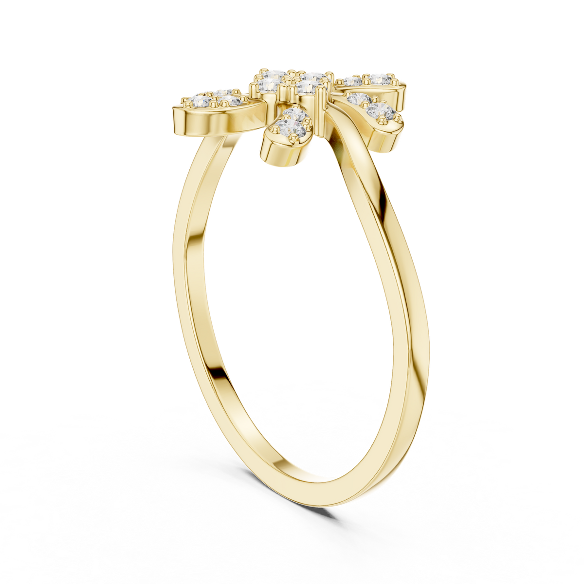 14K Solid Gold Lab Diamond Flower Cluster Ring, Yellow Gold, view 1
