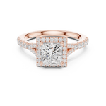 Gold Ring DDLR-043, Princess center stone, Rose Gold, view 4