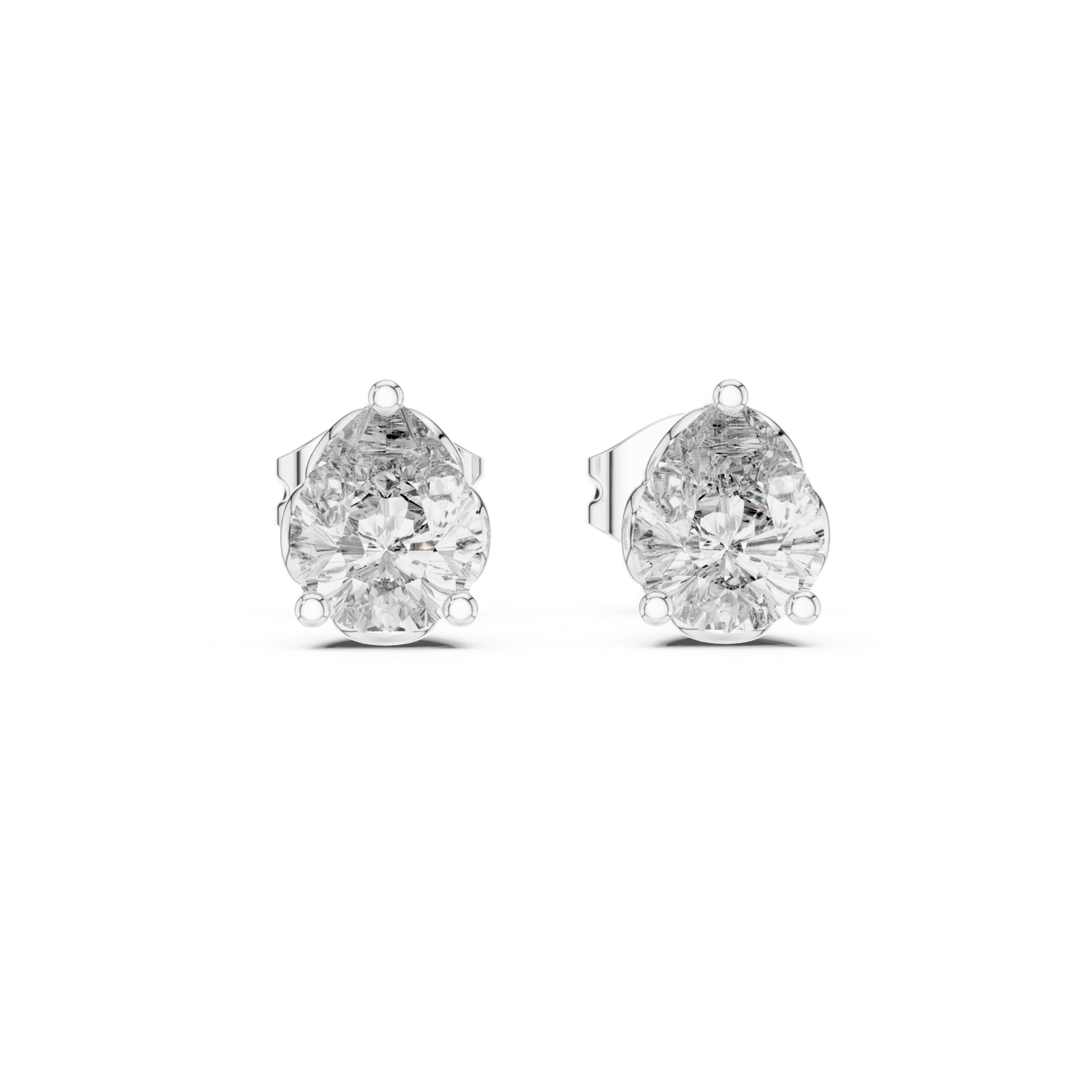 Gold Earrings GER-0363, White Gold, view 4